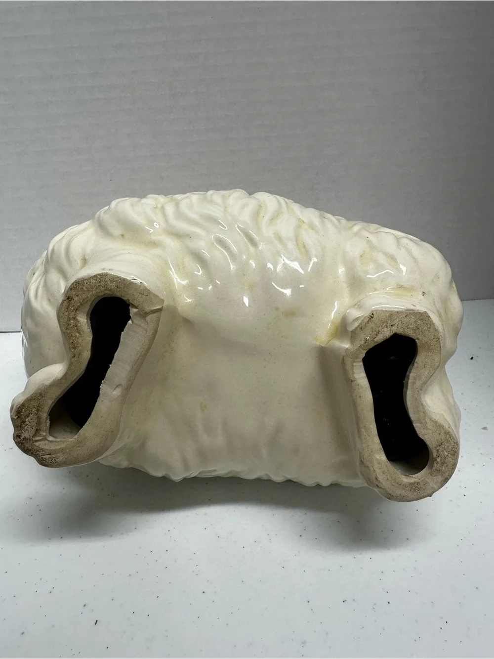 Vintage White Ceramic Persian Cat Figurine Blue Eyes Kitschy Mid Century Decor